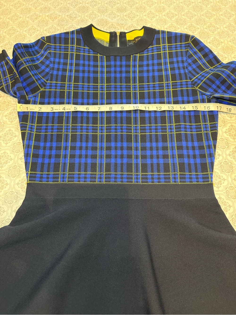 Ted Baker Nilar Knitted Check Skater Dress, Blue Size 6(Ted 2) - Picture 13 of 16